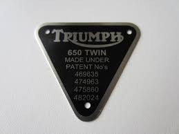70-2909 PATENT PLATE 650 TWIN
